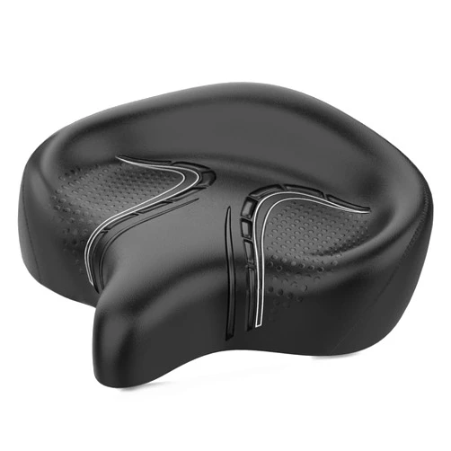 BLUEWIND Oversized Bike Seat, Wide Bicycle Saddle Novel Backrest Design for Electric Bike, Universal Fit Exercise Bike or Road Stationary Bike Seat Cushion for Men & Women