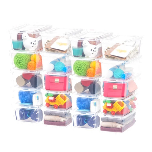 IRIS USA 6 Qt Clear Storage Box, BPA-Free Plastic Stackable Bin with Lid, Containers to Organize Shoes and Closet Shelves, Classroom Organization Teacher Tools, Game Storage, 20 Pack