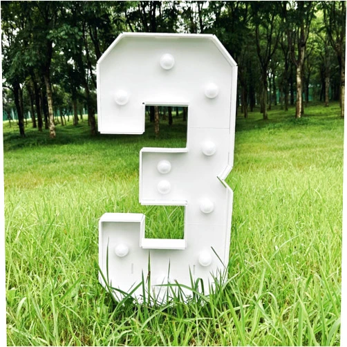 FAYLISVOW 2.4FT/28.7in Marquee Light up Number 3 Marquee Numbers with Lights for Birthday Party Large Mosaic Frame Letter Cardboard Pre-Cut Giant Cut-Out Thick Foam Board Sign Diy Decorations Anniversary