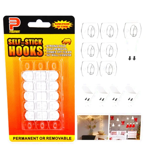 Ainiv 2-Packs Indoor Mini Light Clips, Damage Free Hanging Christmas String Light Hooks with Adhesive Strips, Clear Wall Clips for Hanging Lights Xmas Decor and Cables, 40 Clear Clips and 40 Strips