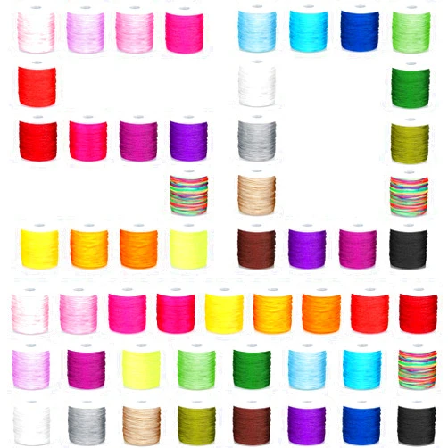 Fabbay 50 Rolls Nylon String for Bracelets 1640 Yard Chinese Knotting Cord 0.8 mm Nylon Cord for Jewelry Making, Beading, Necklaces, Kumihimo, Friendship Bracelets, Tassels and Craft (25 Colors)