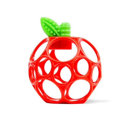 Bright Starts Oball Easy Grasp Red Apple Teether Toy, Hold My Own Collection, BPA Free, Unisex, Newborn and Up