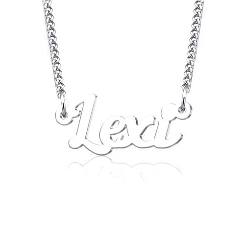 LuxglitterLin Lexi Name Necklace Personalized Initial Necklace Stainless Steel Cuban Link Chain Christmas Gift Jewelry for Mothers Day Gift
