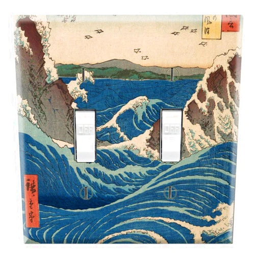 DecalSkin Graphics Wallplates - Ukiyoe View of the Naruto Whirlpools by Hiroshige- Double Toggle Wall Plate Cover