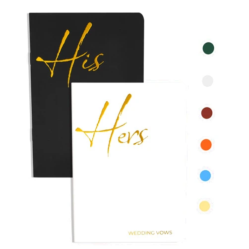 CICPAP Vow Books His and Hers, Wedding Vow Books with Gold Foil Lettering for Your Wedding, Perfect Wedding Present for Keepsake-Black&White