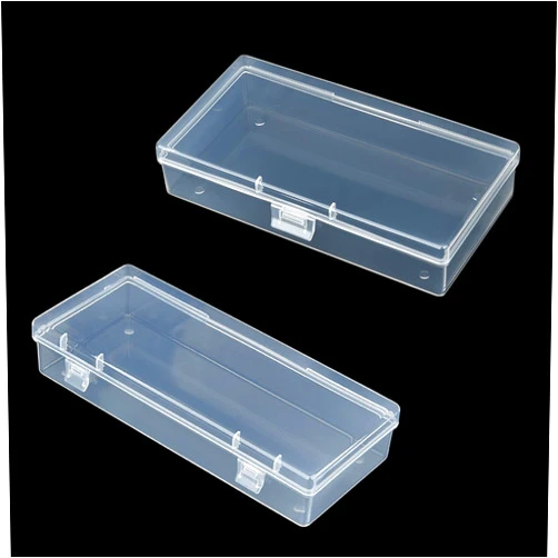 Thintinick Rectangular Mini Clear Plastic Storage Containers Boxes with Hinged Lid Bundle
