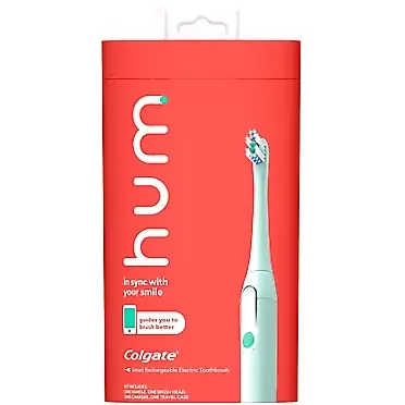 Colgate hum Smart Electric Toothbrush Kit, Rechargeable Sonic Toothbrush with Travel Case, Teal