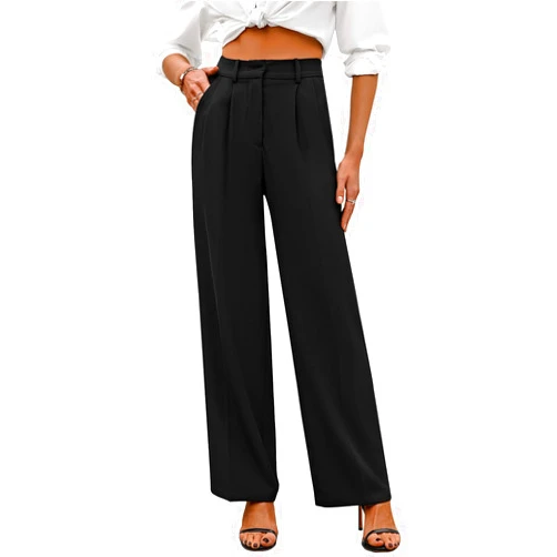 SASSY ZOEY Wide Leg Pants for Women | High Waisted Trousers with Pockets | Comfortable Work Pants for Women