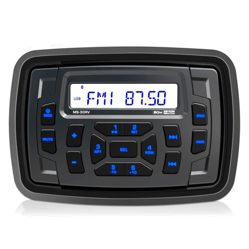 VOXXBASS Bluetooth Marine Radio Receiver Waterproof - 200 Watts Boat Stereo Head Unit with Subwoofer USB AUX AM FM for ATV UTV RZR Motorcycle Golf Cart Spa Powersports