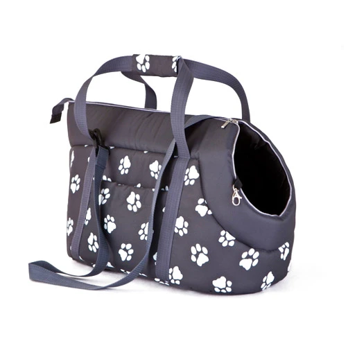 DOGGY Hobbydog Transport Bag for Dogs and Cats, Size 1, Graphite with Paws Print