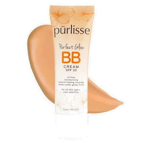 pūrlisse Perfect Glow BB Cream with SPF 30 - Matte Meets Dewy Finish - Enriched with Goji & Hawthorn Berry to Help Improve Skin Texture & Radiance - Medium (1.4 oz)