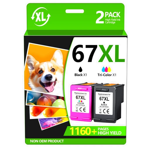 TECKKIN 67XL Ink Cartridge Remanufactured Replacement for HP Ink 67 67XL Works for HP DeskJet 2700 2700e 2755e 2755 4155e 4155 Envy 6055e 6455e 6400 6055 Envy Pro 6452 6458 6475 Printer (Black,Color)