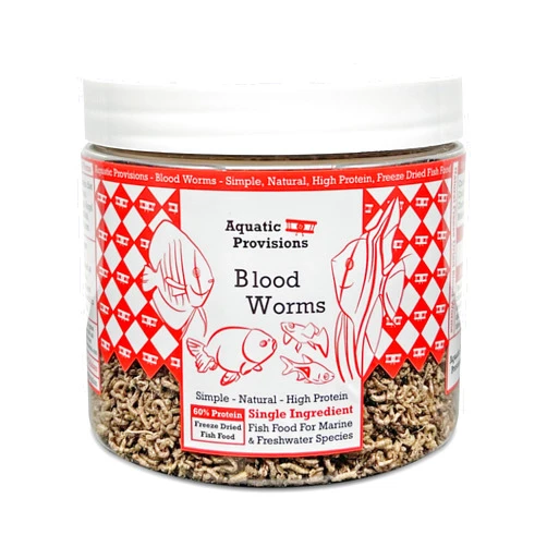 Aquatic Provisions Blood Worms 2.5 oz, Freeze Dried Fish Food for Freshwater and Marine Aquarium Species
