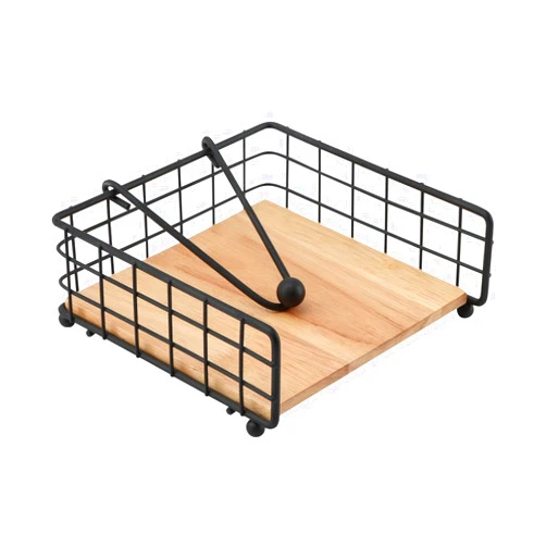 PUXING Farmhouse Wood Napkin Holder with Weighted Arm for Table - Vertical Lines