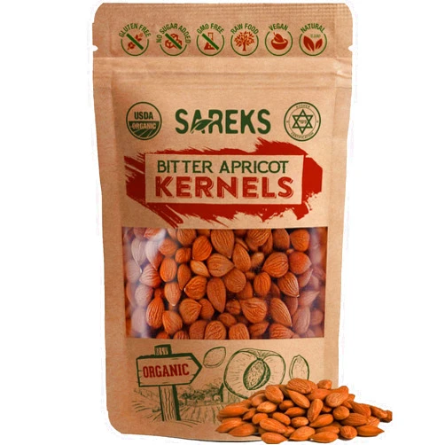 SAREKS Bitter Apricot Kernels Organic Raw (10oz),%100 USDA Organic Certified Seeds, NON-GMO, Product of Turkey, Gluten Free, Resealable Bag