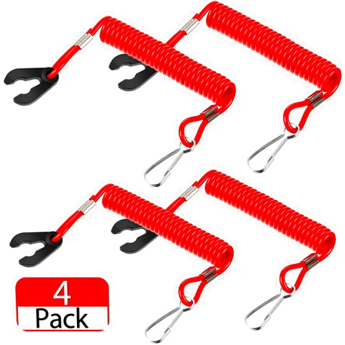 Frienda 4 Pieces Universal Outboard Switch Keys with Stop Switch Lanyard Cord Safety Lanyard Suit for Most Board Engine