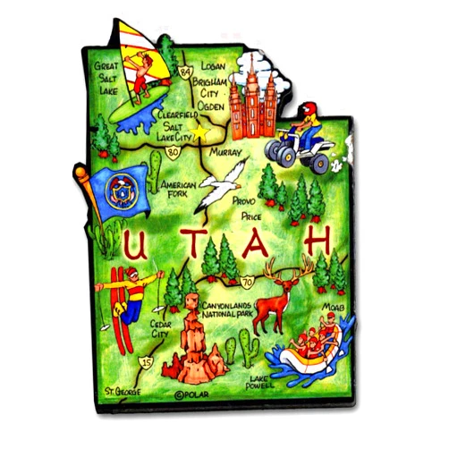 Souvenir Destiny Utah State Decowood Jumbo Wood Fridge Magnet 3.25