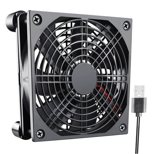 WDERAIR 120mm 5V USB Quiet Computer Cooling Fan with Multi-Speed Controller for Router WiFi Modem Xbox TV Box DVR PlayStation Receiver and Other Electronics Cooler
