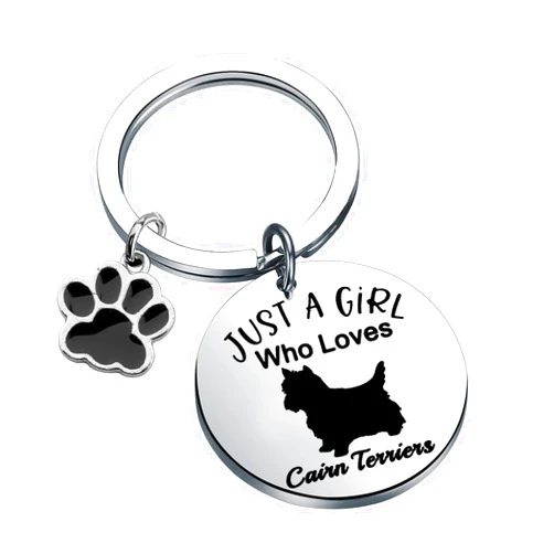 PLITI Cairn Terrier Gift Cairn Terrier Dog Lover Gift Cairn Terrier Owner Gift Just A Girl Who Loves Cairn Terriers Keychain