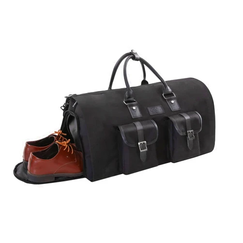 OQSIM Carry on Garment Bags, Garment Bags Suit Travel Bag for Travel Business, Convertible Travel Duffel Bag with Shoulder Strap, 2 in 1 Weekend Bag Flight Bag with Shoe Pouch for Men Women (Black)