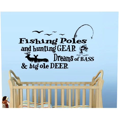 BestPricedDecals Fishing Poles and Hunting Gear #2 ~ Wall or Window Decal (Black)