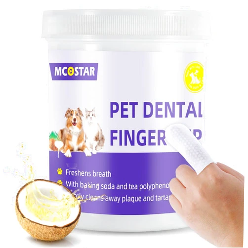 Mcostar Dog Teeth Cleaning Wipes, Teeth Cleaning Finger Wipes for Dogs & Cats, Dog Dental Care Finger Wipes, Disposable Gentle Cleaning & Gum Care Pet Teeth Cleaning Wipes,Freshens Breath (60 Pcs)