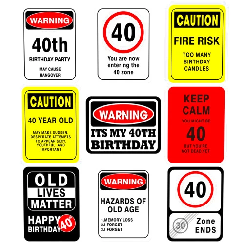 WERNNSAI 40th Birthday Decorations - 9 Pcs 40 Birthday Decorations for Men, 40 Year Old Decorations Signs Table Centerpieces Funny Picture Props, Women 40s Door Windows Wall Decor, Bday Party Garden Banner
