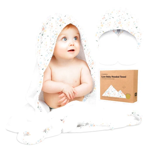 KeaBabies Hooded Baby Towel for Newborn - Viscose Derived from Bamboo Large Baby Bath Towels with Hood for Boys, Girls, Toddler, Extra Absorbent & Soft Newborn Bath Essentials (Wildflowers)