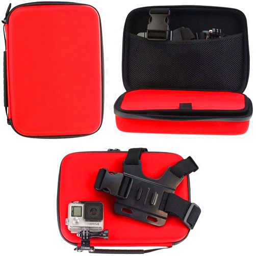 Navitech Red Heavy Duty Robust Action Camera Hard Case - Compatible with OnReal 4K Action Camera