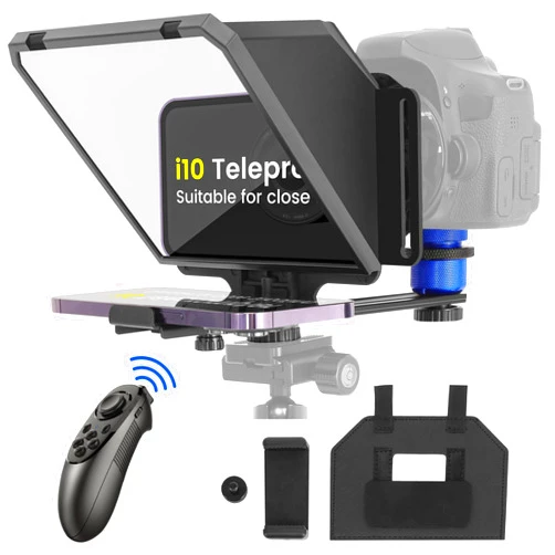 Geimrsy ILOKNZI 7.7-inch Mobile teleprompter kit with Beam-Splitting Glass, with Remote Control,iOS/Android Compatible S-Teleprompter App
