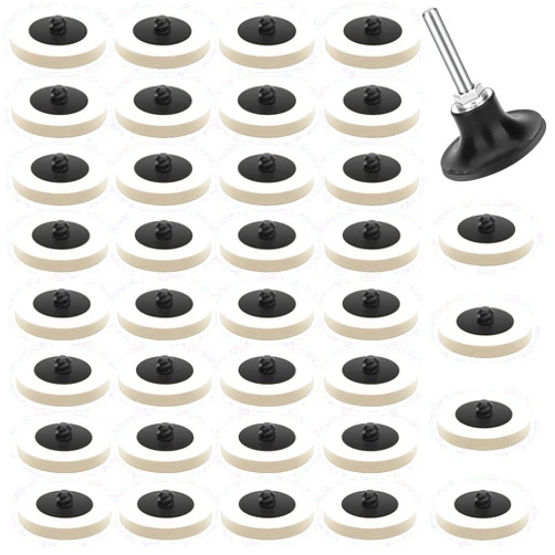 SUNJOYCO 32PCS 2in Compressed Wool Fabric Felt Polishing Pads Buffing Wheel Disc with 1/4