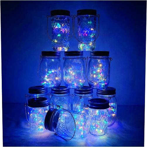 Decorman Solar Mason Jar Lights, 12 Pack 30 LED Fairy Star Firefly String Lids Lights with 12 Hangers for Patio Yard Garden Party Wedding Christmas Decoration(Jars Not Included) (12 Pack, Colorful)
