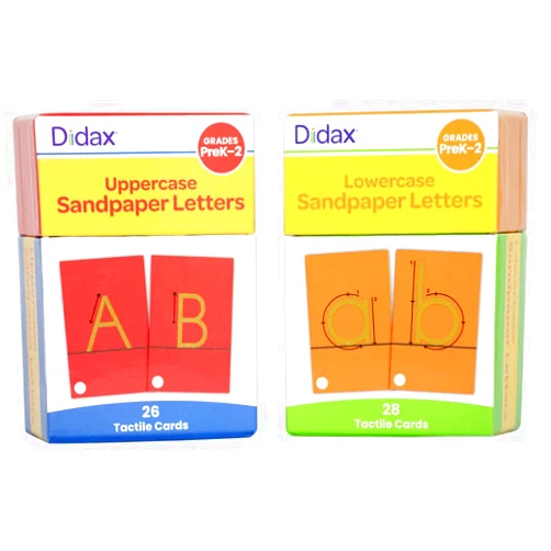 Didax Sandpaper Letters Boxed Set - 54 Tactile Alphabet Cards for Grades Pre-K to 1st - Uppercase & Lowercase Letter Resources for Learning