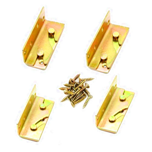 Socell 4 Sets Bed Rail Brackets Heavy Duty No-Mortise Bed Rail Fittings Wooden Bed Frame Connectors with Screws for Headboards Footboards Hold 500 pounds Maximum
