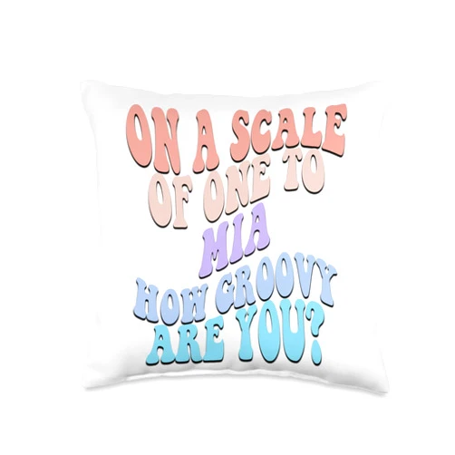 MIA Name Gift Groovy Outfits For Women MIA Personalized Name Cute Retro Girls Groovy Birthday Throw Pillow, 16x16, Multicolor