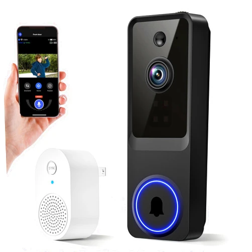 NodeBlaz Video Doorbell Wireless with Receiver, 1080P Doorbell Camera with Instant Motion Detection Alerts, AI Humanoid Detection, 5200mAh Battery, IP65 Weatherproof, Secure Cloud Recording