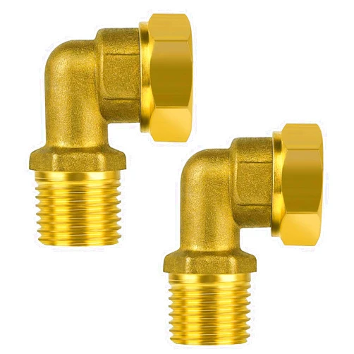 Lanceler 1/2 IPS Female to 1/2 IPS Male 90 Degree Elbow Brass Water Line Adapter for Clawfoot Tub Shower Faucet Mount Connector, Pack of 2 (1/2