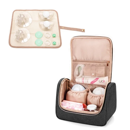 Luxja Wearable Breast Pump Bag (with a Waterproof Mat) Compatible with Momcozy and Elvie Breast Pump, Carrying Case for Wearable Breast Pump and Extra Parts (Patent Pending), Black
