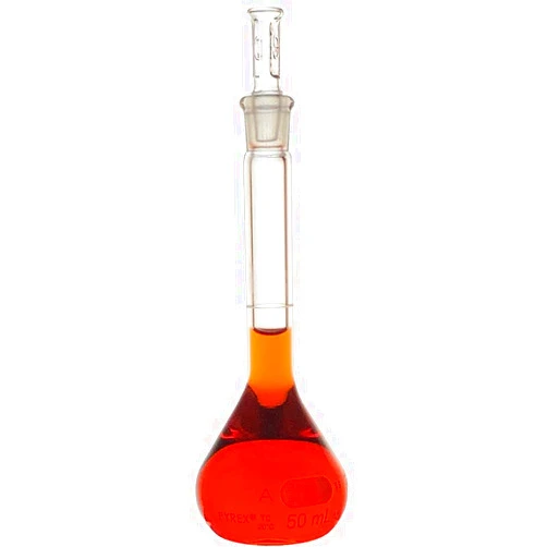 Corning Pyrex® #5640-50, 50mL Class A Volumetric Flasks with Pyrex® Glass Standard Taper Stopper (Single)