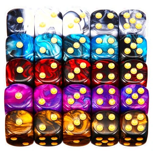 TecUnite 25 Pieces Polyhedral Dice Set 6 Sided Game Dice Set with Black Pouch for Table Games (Marble Color)