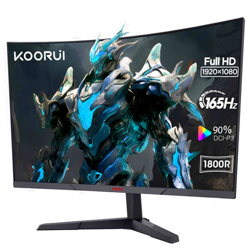 KOORUI 24 Inch Computer Monitor - FHD 1080P Curved Gaming Monitor 165Hz VA 1800R Monitors with Ultra-Thin, HDMI X2 /DP, VESA Compatible, Tilt Adjustable, Eye Care