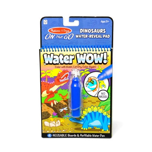 Melissa & Doug On The Go Water Wow! Reusable Water-Reveal Activity Pad – Dinsoaur Books, Stocking Stuffers, Arts And Crafts Toys For Kids Ages 3+