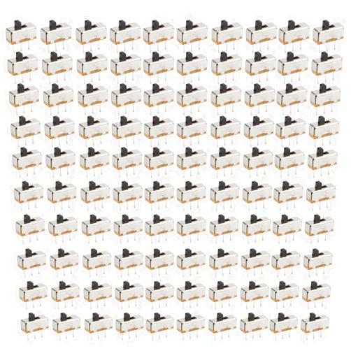 DIYhz 100Pcs High Knob 3 Pin 2 Position 1P2T SPDT Vertical Slide Switch with PCB Panel for Arduino, 0.5 Amp, 50V DC, 2 mm