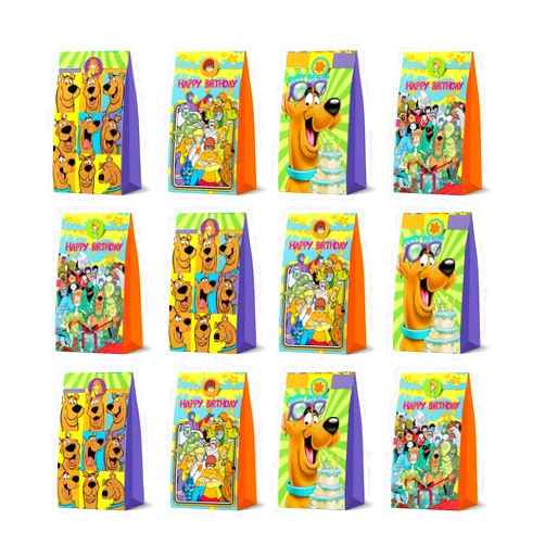 ASDRft 12Pcs Cartoon Dog Party Favor Gift Bags Candy Bags Goody Bags Gift Bags With Stickers Cartoon Themed Party Supplies for Birthday Party Decorations