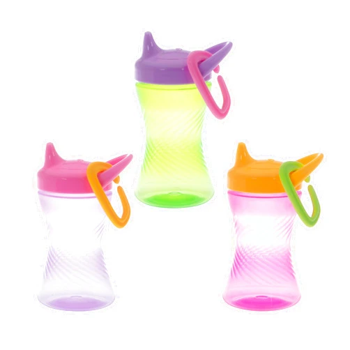 Nuby No-Spill Hard Spout Sippy Cup with Easy Grip - (3-Pack) 10 oz - Baby Sippy Cup for 6+ Month Old - Pink/Green/Purple