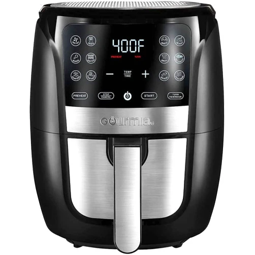Gourmia Air Fryer Oven Digital Display 6 Quart Large AirFryer Cooker 12 Touch Cooking Presets, XL Air Fryer Basket 1500w Power Multifunction Stainless Steel FRY FORCE 360° (6 QT)
