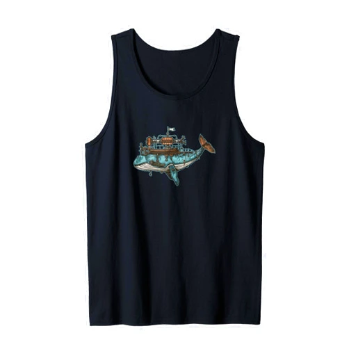 Visit The Steampunk Odyssey Apparel STEAMPUNK WHALE ODYSSEY Fantastical Mechanical Intricate Tank Top