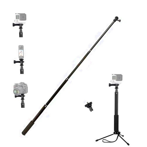 VVHOOY Telescopic Selfie Stick Long with Tripod, Adjustable Hand Grip Compatible with AKASO EK7000 Brave 4, Gopro Hero 13 12 11 10, Insta360 X4 X3, DJI OSMO GoPro Action Camera & Other Action Cameras