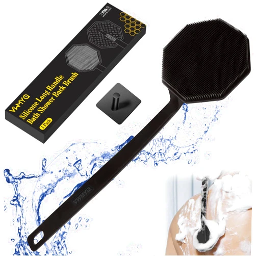 VWMYQ Silicone Back Scrubber for Shower,Back Washer for Shower Men, Lengthen Bath Body Brush with Long Handle, Brush for Shower Exfoliating and Massage Shower Brush