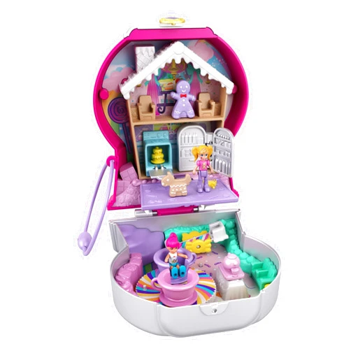 Polly Pocket Candy Cutie Gumball Compact, Gumball Theme with Micro Polly & Margot Dolls, 5 Reveals & 13 Related Accessories, Pop & Swap Feature, Great Gift for Ages 4 Years Old & Up